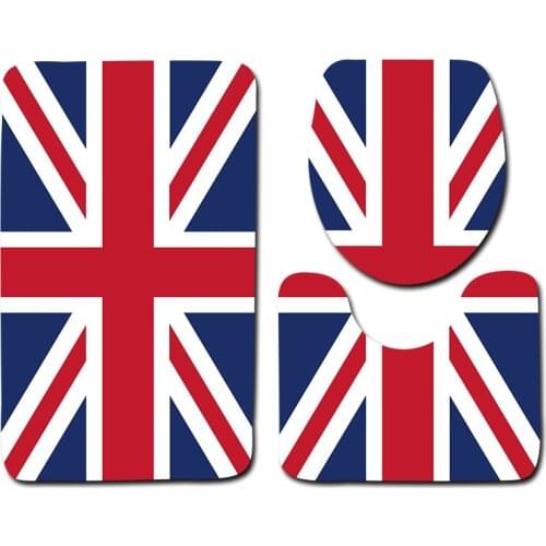 Britain America Bathroom Bath Mat Set Toilet Carpet Rug Flannel Non-Slip Toilet Rug Bathroom Shower Room Rug Floor Mats 3pcs