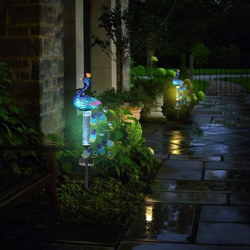 Vintage Solar Powered Light Outdoor Courtyards Gardens Statue Mental Iron Animal Rain Gauge Lawn Lamp Decoration
