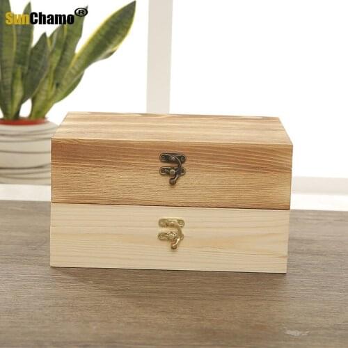 Pine Wooden Box Storage Box Clamshell Pure Solid Wood Gift Box Wooden Storage Box Rectangular Wooden Box Perfume Organizer