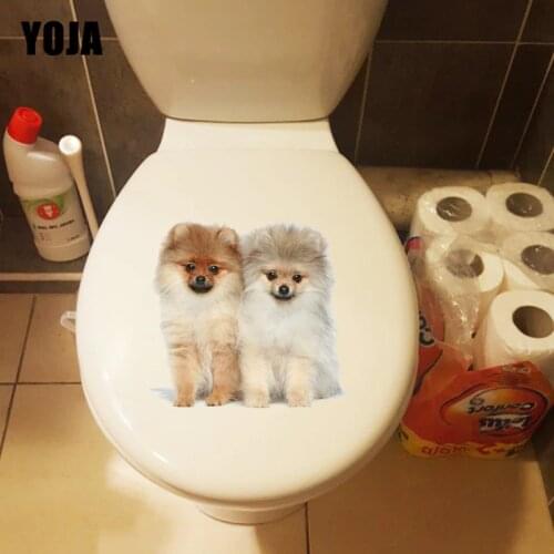 YOJA 20.4*19.2CM Two Lovely Long-Haired Puppies Wall Decals Home Toiltte Decor Stickers T1-0283