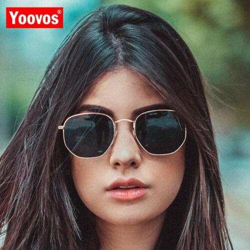 Yoovos 2021 Polygon Square Sunglasses Men Women Retro Mirror Metal Sun Glasses Vintage Brand Fashion Lentes De Sol Mujer UV400