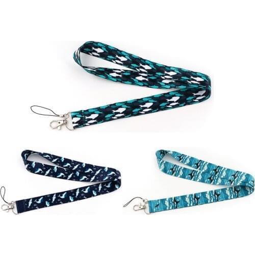 J2889 Funny Cartoon Shark Dolphin Lanyard Keychains Accessory For Mobile Phone USB ID Badge Holder Key Strap Tags Neck lanyard