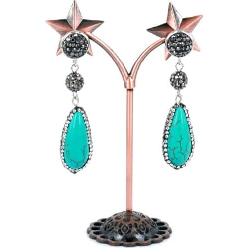 Women New Design Romantic Fashion Earrings Freshwater Pearl Rhinestone Pin Natural Stone Water Drop Dangle Earrings