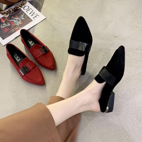 Shoes women 2020 spring and autumn new pointed suede two womens shoes peas wild retro shoes women