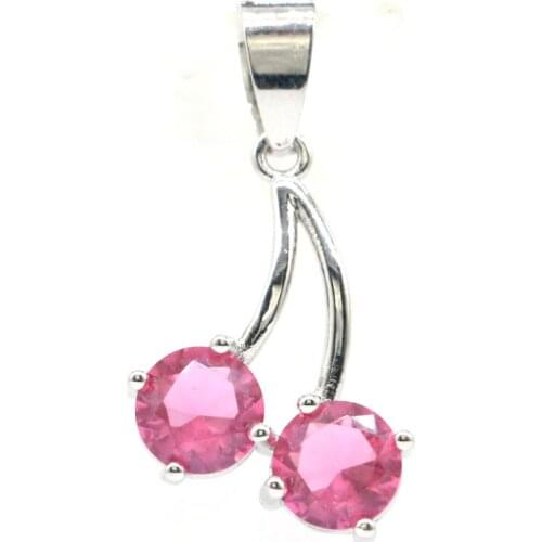 29x16mm Anniversary Created Violet Tanzanite Pink Tourmaline For Womans Silver Pendant