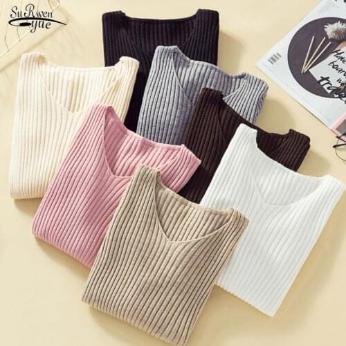 2020 New Womens Knitted Slim Sweater Pullover Solid Sweaters Women Long Sleeve Fall Winter Butterfly Neck Sweater Female 10382