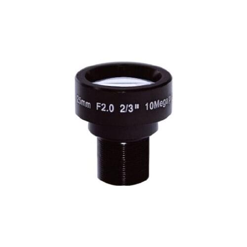 10 MegaPixel M12-Mount 25mm 2/3'' board lens F2.0 fixed Iris(customizable) FA/Machine Vision lens,good for Far Work Distance