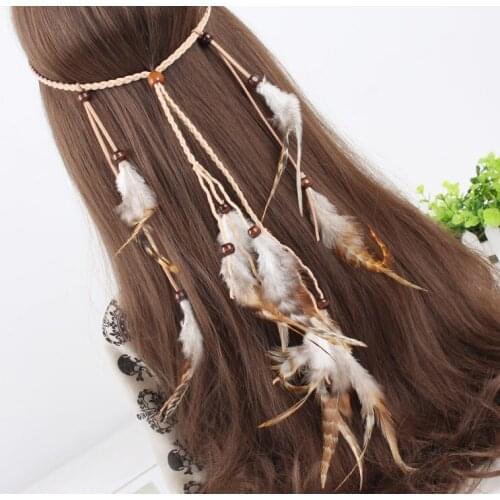 30pcs/lot DIY Simple Multi Handmade India Bohemia Feather Head Bands Ethnic Style HeadBands Hair Styling Tools Accessory HA987