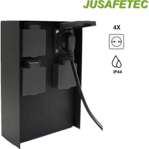 4-Way Outdoor Garden Socket EU Plug Stainless Steel Power Pillar IP44 Energy Column for Garden décor Lawn Mower Hedge Trimmer