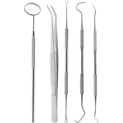5pc/3pc Dental Mirror Stainless Steel Dental Dentist Prepared Tool Set Probe Tooth Care Kit Instrument Tweezer Hoe Sickle Scaler