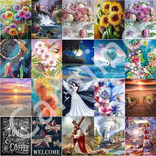 Landscape DIY 5D Diamond Painting Flower Plant Cross Stitch Homemade Gift Embroidery Full Round&Square Drill Home Decoration