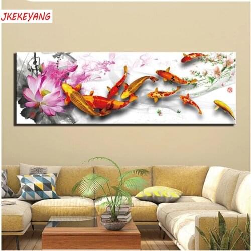 Large size 5d DIY Diamond Painting Koi fish and lotus Full Square/round Drill Cross Stitch Diamond Embroidery Y3881
