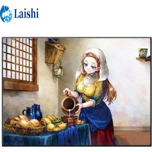 Diamond Painting Cartoon, girl with pearl earrings Set Hobby Art DIY Full Drill Square Round Mosaic stitch cross Home Decoration