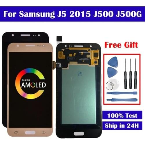 AMOLED LCD For Samsung J5 2015 Display J500 J500H J500FN J500F LCD Display + Touch Screen Digitizer Assembly Free Shipping