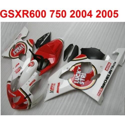 Red white Fairing kit For Suzuki gsxr600 750 2004 2005 04 05 Lucky strike fairings free ems s14