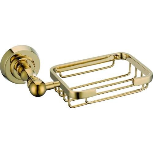 Free shipping GOLD Finish BATHROOM ACCESSORIES SOAP BASKET soap holder Round base