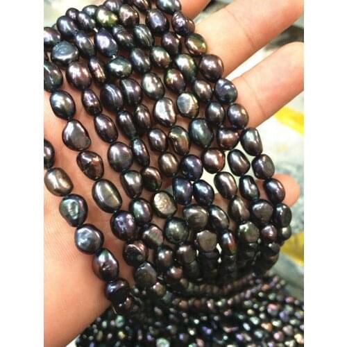 Natural 8-9mm Black Pearl Baroque Loose Beads 14" Strands