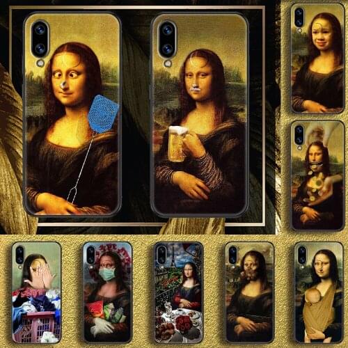 Mona Lisa Artist Painting Phone case For Huawei Honor 6 7 8 9 10 10i 20 A C X Lite Pro Play black luxury back soft hoesjes 3D