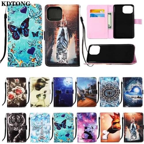 Painted Phone Case for iPhone 13 12 Mini 11 Pro Max XS XR SE 2020 7 8 Plus Funda Flip Leather Wallet Multi Function Cover Etui