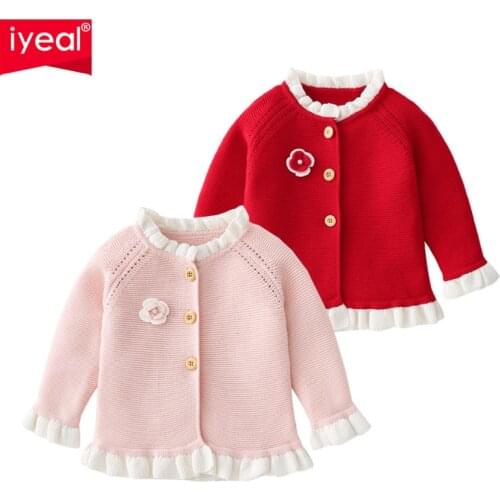 IYEAL Baby Sweater Princess Girls Cardigan Cotton Newborn Baby Girls Sweater Coat Knit Baby Clothes Toddler Baby Cardigan Jacket