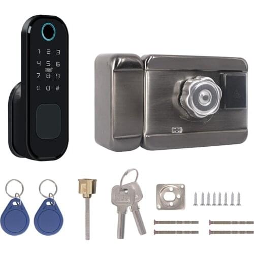 Tuya WiFi Waterproof Fingerprint Door Lock Digital Code Electronic Door Lock BT Unlock Compatible with Google Home Amazon Alexa