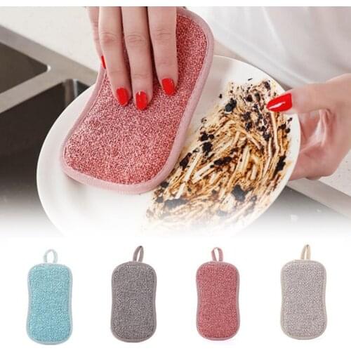1/4PCS Dual-sided Kitchen Cleanging Sponge Non-Scratch Cellulose Scrub Sponge Dishwashing Heavy Duty Scrouring Pads