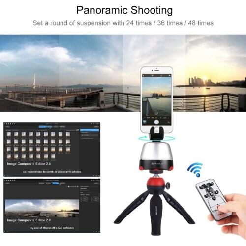 Electronic Tripod 360 Degree Rotating Panoramic Tripod Head with Remote Control for GoPro Smartphone DSLR Camera Accessories