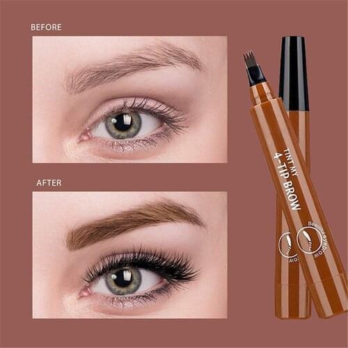 Private Label Tattoo Eyebrow 3D Liquid Ink Pen Waterproof 4 Fork Pencil Brow Eyes Makeup Female Cosmetics No Logo Makeup