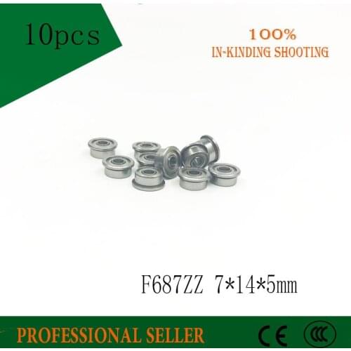 F687ZZ Flange Bearing 7x14x5 mm ABEC-5 ( 10 PCS ) F687 Z ZZ Flanged Ball Bearings