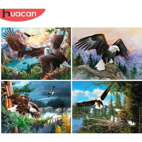 HUACAN Full Drill Diamond Painting Eagle Cross Stitch Handmade Gift Diamond Embroidery Animal Mosaic Needlework Home Decoration