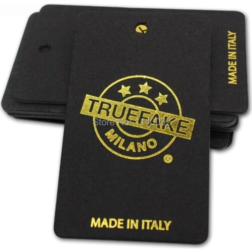 Custom clothing paper hang tag/golden stamped tags/labels/garment bag printed tags/labels with golden silver printing 1000 pcs