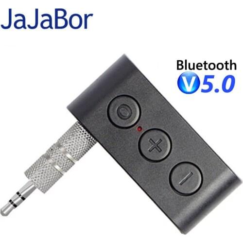 JaJaBor Bluetooth 5.0 Car Kit Receiver Adapter AUX 3.5MM Jack MP3 Music Player With Mic Handsfree Support TF Card Playback