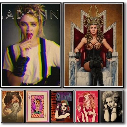 WTQ Canvas Painting Retro Poster Madonna Coffee Shop Wall Decor Wall Art Picture for Living Room Decoration Home Deco