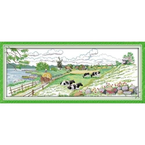 Chinese Cross Stitch DIY Landscape Pattern Joy Sunday Counting Cross Stitch Kit Household Decoration Needlework Cross Stitch