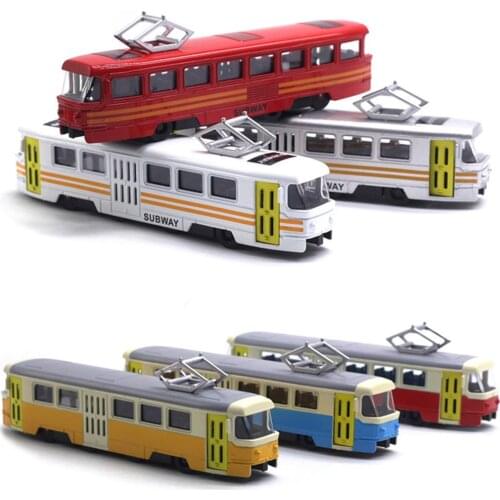 Classic Train Tram Diecast Pull Back Model with LED Music Developmental Kids Toy