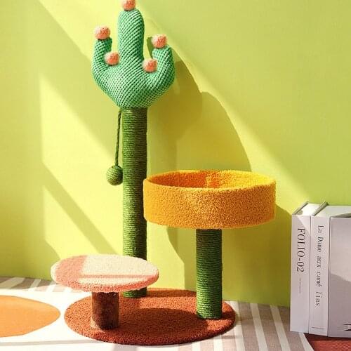 Cactus Tree Tower Sisal Cat Scratcher Board Kitten Climbing Frame Jumping Platform Anti Scratch Furniture Protector Cat Supplies