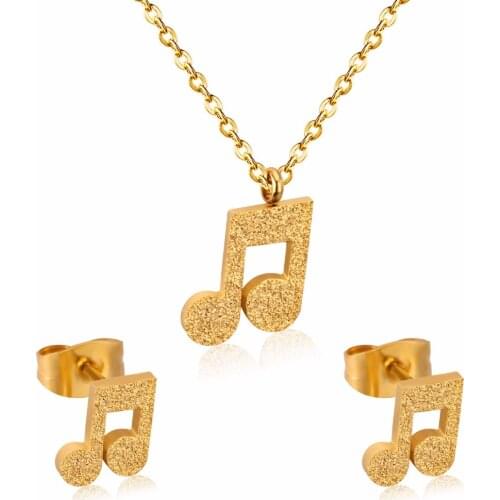 LUXUKISSKIDS Popular Jewelry Sets Musician Symbol Stainless Steel Gold Dubai Indian Jewelry Sets For Girls Women Jewellery Set