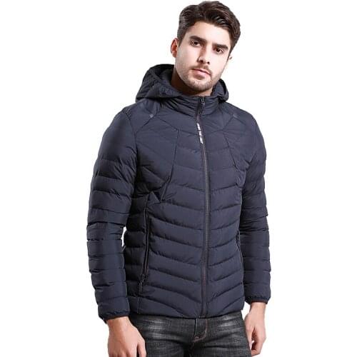 Mens Ultra Light Cotton-padded Jacket Warm Winter Coats Casual Men Parka Hooded Outwear Coats Male Overcoat Clothing AU-158