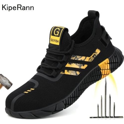 2021 New Breathable Men Safety Shoes Steel Toe Non-Slip Work Boots Indestructible Shoes Puncture-Proof Work Sneakers Men