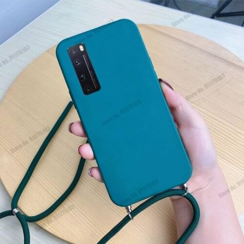 Soft Silicone Phone Case For Huawei Y7A Y9A P Smart Pro 2021 Plus Z Y9 prime Y8P Y7P Y6P Y7 Pro 2020 Lanyard Strap Rope Cover