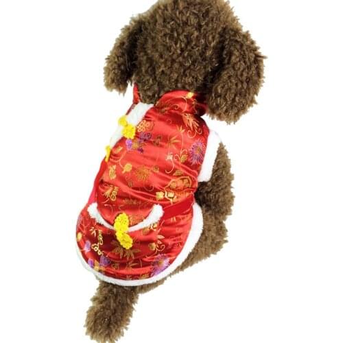 New Chinese Tang Suit Style Warm Jacket Winter Dog Clothes Pet Coat Clothing New Year Warm Clothes For Dogs