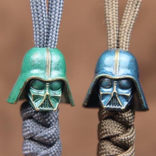 Cyborg Soldier Helmet Brass Handcrafted Lanyards Pendant Paracord Pendant Lanyard Bead Charm Metal Spacer Bead for Folding Knife