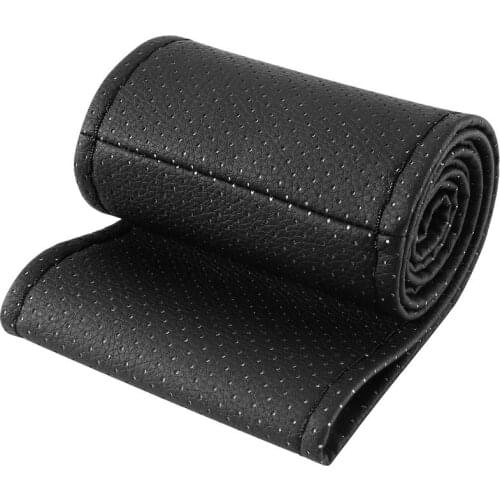 Braid on Steering Wheel Car Steering Wheel Cover Diameter 38cm Auto Car Accessories with Needles and Thread Artificial Leather