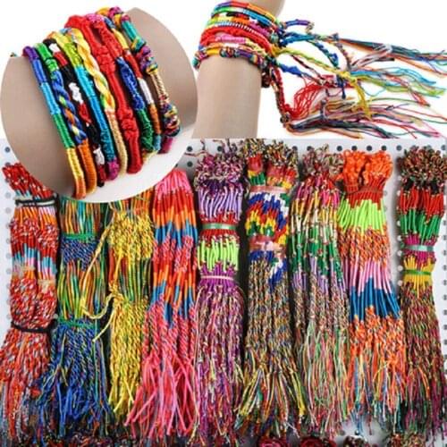 Wholesale 50pcs mixed designs silk knot chains bracelets wristbands