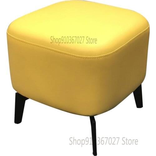 First Layer Leather Shoe Changing Stool, Household Door Light Luxury Leather Stool, Living Room Sofa Stool Low Stool