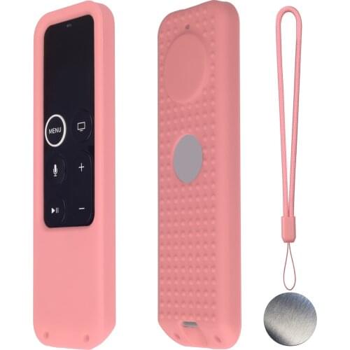 Dustproof Cover for Siri Remote control Stretchable Soft Silicone Protective Sleeve Covers Non-slip Lanyard for Apple TV 4th 4k