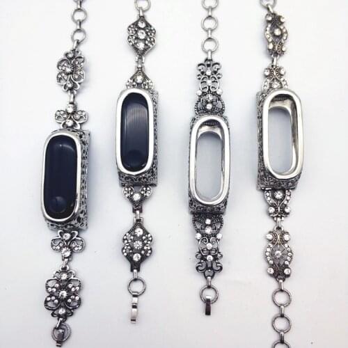 For Xiaomi Mi 3 Band Metal Crystal Diamond Wrist Strap Bracelet Band For Xiaomi Band 3 Watchbands Womens Watch Bracelet