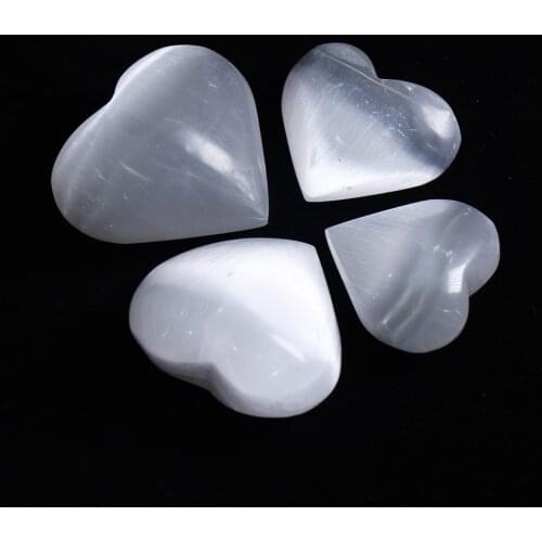 Runyangshi heart-shaped Natural selenite gemstone heart reiki healing chakra gypsum stone Christmas gift for girlfriend