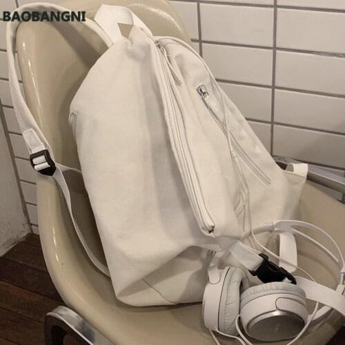 Backpacks Women Solid Zipper Couples Unisex Harajuku Simple Casual Large Capacity Shoulder Bags Teenage Korean Style Ins