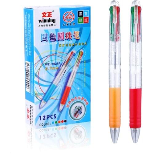 60 pcs Student 0.7mm profession 4 In 1 Ballpoint Pen Creative 4 Colors Ball Point Pen For Kids Office School Supply